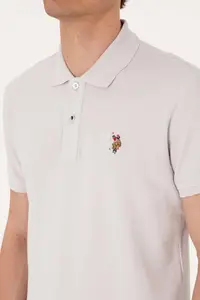 US Polo Assn. Men slim Fit Polo Shirt Collar Light Gray Basic T-Shirt - Image 7