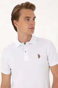 US Polo Assn. Men slim Fit Polo Shirt Collar White Basic T-Shirt - Image 2