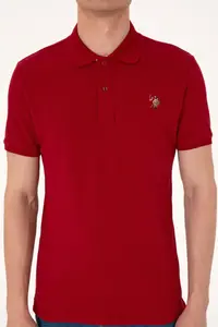 US Polo Assn. Men slim Fit Polo Shirt Collar Burgundy Basic T-Shirt - Image 6