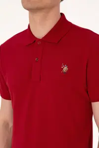 US Polo Assn. Men slim Fit Polo Shirt Collar Burgundy Basic T-Shirt - Image 7