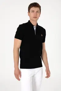 US Polo Assn. Men slim Fit Polo Shirt Collar Black T-Shirt - Image 3