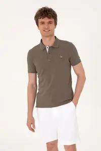 US Polo Assn. Men slim Fit Polo Shirt Collar Mink Basic T-Shirt