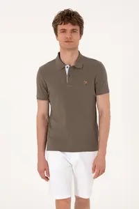 US Polo Assn. Men slim Fit Polo Shirt Collar Mink Basic T-Shirt - Image 3