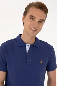 US Polo Assn. Men slim Fit Polo Shirt Collar Light Navy Basic T-Shirt - Image 2