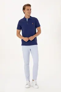 US Polo Assn. Men slim Fit Polo Shirt Collar Light Navy Basic T-Shirt - Image 4