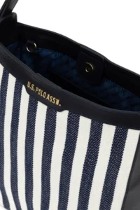 US Polo Assn. Women Navy Blue Striped Kanvas Tote Bag - Image 7