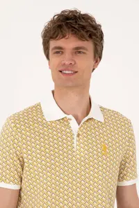 US Polo Assn. Men Regular Fit Light Khaki Polo Shirt Collar T-Shirt - Image 2