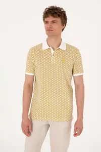 US Polo Assn. Men Regular Fit Light Khaki Polo Shirt Collar T-Shirt - Image 3