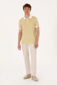 US Polo Assn. Men Regular Fit Light Khaki Polo Shirt Collar T-Shirt - Image 4