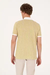 US Polo Assn. Men Regular Fit Light Khaki Polo Shirt Collar T-Shirt - Image 5