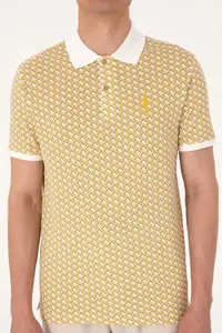 US Polo Assn. Men Regular Fit Light Khaki Polo Shirt Collar T-Shirt - Image 6