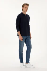 US Polo Assn. Men comfort Fit Half Zippered Navy Blue Sweatshirt - Image 4