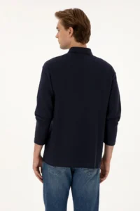 US Polo Assn. Men comfort Fit Half Zippered Navy Blue Sweatshirt - Image 5
