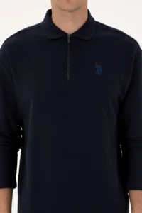 US Polo Assn. Men comfort Fit Half Zippered Navy Blue Sweatshirt - Image 6