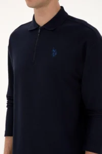 US Polo Assn. Men comfort Fit Half Zippered Navy Blue Sweatshirt - Image 7