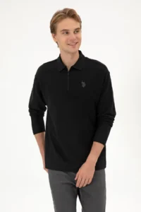US Polo Assn. Men comfort Fit Half Zippered Black Sweatshirt - Image 3