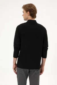 US Polo Assn. Men comfort Fit Half Zippered Black Sweatshirt - Image 5