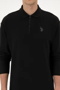 US Polo Assn. Men comfort Fit Half Zippered Black Sweatshirt - Image 6