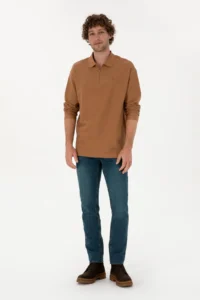 US Polo Assn. Men comfort Fit Half Zippered Camel Sweatshirt - Image 4