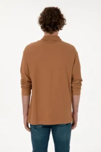 US Polo Assn. Men comfort Fit Half Zippered Camel Sweatshirt - Image 5