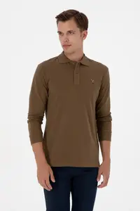 US Polo Shirt Assn. Men Regular Fit Polo Shirt Shirt Collar Khaki Basic Sweatshirt - Image 3