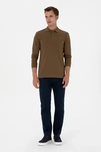 US Polo Shirt Assn. Men Regular Fit Polo Shirt Shirt Collar Khaki Basic Sweatshirt - Image 4