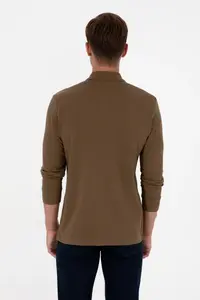 US Polo Shirt Assn. Men Regular Fit Polo Shirt Shirt Collar Khaki Basic Sweatshirt - Image 5