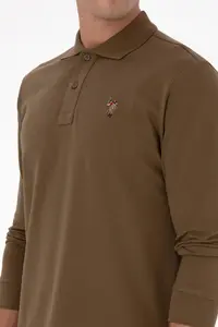US Polo Shirt Assn. Men Regular Fit Polo Shirt Shirt Collar Khaki Basic Sweatshirt - Image 7