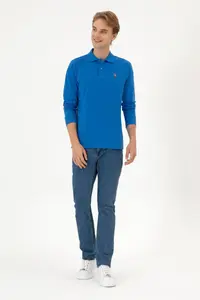 US Polo Assn. Men Regular Fit Polo Shirt Collar Dark Blue Basic Sweatshirt - Image 4