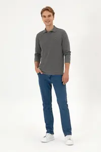 US Polo Assn. Men Regular Fit Polo Shirt Collar Anthracite Melanj Basic Sweatshirt - Image 4