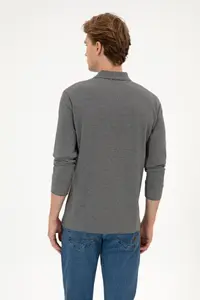 US Polo Assn. Men Regular Fit Polo Shirt Collar Anthracite Melanj Basic Sweatshirt - Image 5