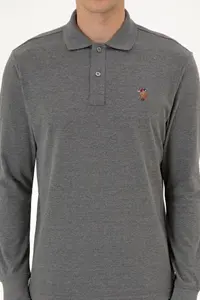 US Polo Assn. Men Regular Fit Polo Shirt Collar Anthracite Melanj Basic Sweatshirt - Image 6