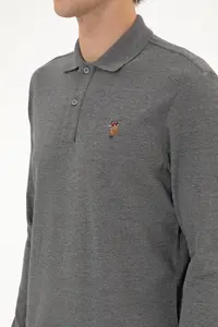 US Polo Assn. Men Regular Fit Polo Shirt Collar Anthracite Melanj Basic Sweatshirt - Image 7