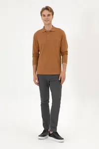 US Polo Shirt Assn. Men Regular Fit Polo Shirt Shirt Collar Camel Basic Sweatshirt - Image 4