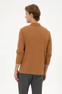 US Polo Shirt Assn. Men Regular Fit Polo Shirt Shirt Collar Camel Basic Sweatshirt - Image 5