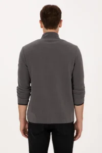US Polo Assn. Men Regular Fit Gray Fleece Half Zippered Basic Sweatshirt - Image 5