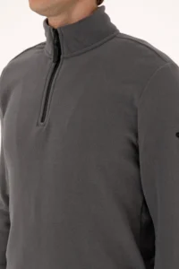 US Polo Assn. Men Regular Fit Gray Fleece Half Zippered Basic Sweatshirt - Image 7