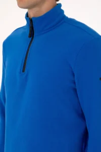 US Polo Assn. Men Regular Fit Saks Blue Fleece Half Zippered Basic Sweatshirt - Image 7