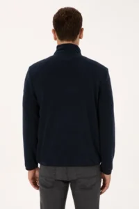 US Polo Assn. Men Regular Fit Navy Blue Fleece Half Zippered Basic Sweatshirt - Image 5
