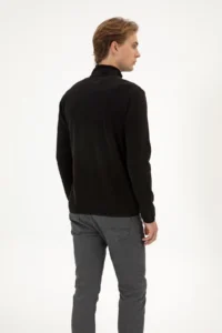 US Polo Assn. Men Regular Fit Black Fleece Half Zippered Basic Sweatshirt - Image 5