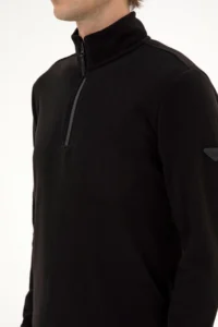US Polo Assn. Men Regular Fit Black Fleece Half Zippered Basic Sweatshirt - Image 7