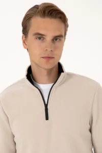 US Polo Assn. Men Regular Fit Stone Fleece Half Zippered Basic Sweatshirt - Image 2