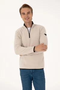 US Polo Assn. Men Regular Fit Stone Fleece Half Zippered Basic Sweatshirt - Image 3