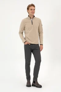 US Polo Assn. Men Regular Fit Dark Beige Fleece Half Zippered Basic Sweatshirt - Image 4