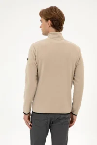 US Polo Assn. Men Regular Fit Dark Beige Fleece Half Zippered Basic Sweatshirt - Image 5