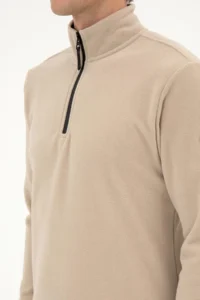 US Polo Assn. Men Regular Fit Dark Beige Fleece Half Zippered Basic Sweatshirt - Image 7