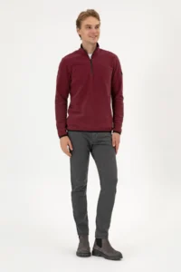 US Polo Assn. Men Regular Fit Dark Burgundy Fleece Half Zippered Basic Sweatshirt - Image 4