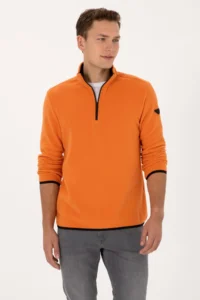 US Polo Assn. Men Regular Fit Copper Fleece Half Zippered Basic Sweatshirt - Image 3