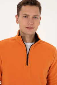 US Polo Assn. Men Regular Fit Copper Fleece Half Zippered Basic Sweatshirt - Image 4