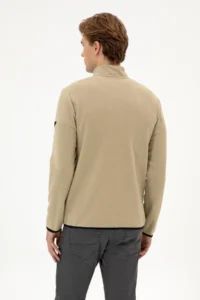 US Polo Assn. Men Regular Fit Light Khaki Fleece Half Zippered Basic Sweatshirt - Image 5